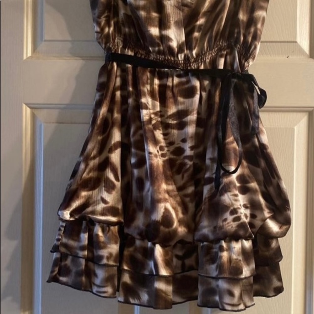 Dots Strapless Leopard Print Dress